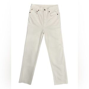 RE/DONE 70s Ultra High Rise Stove Pipe Jeans Off-White Cream Women Size 25 $265